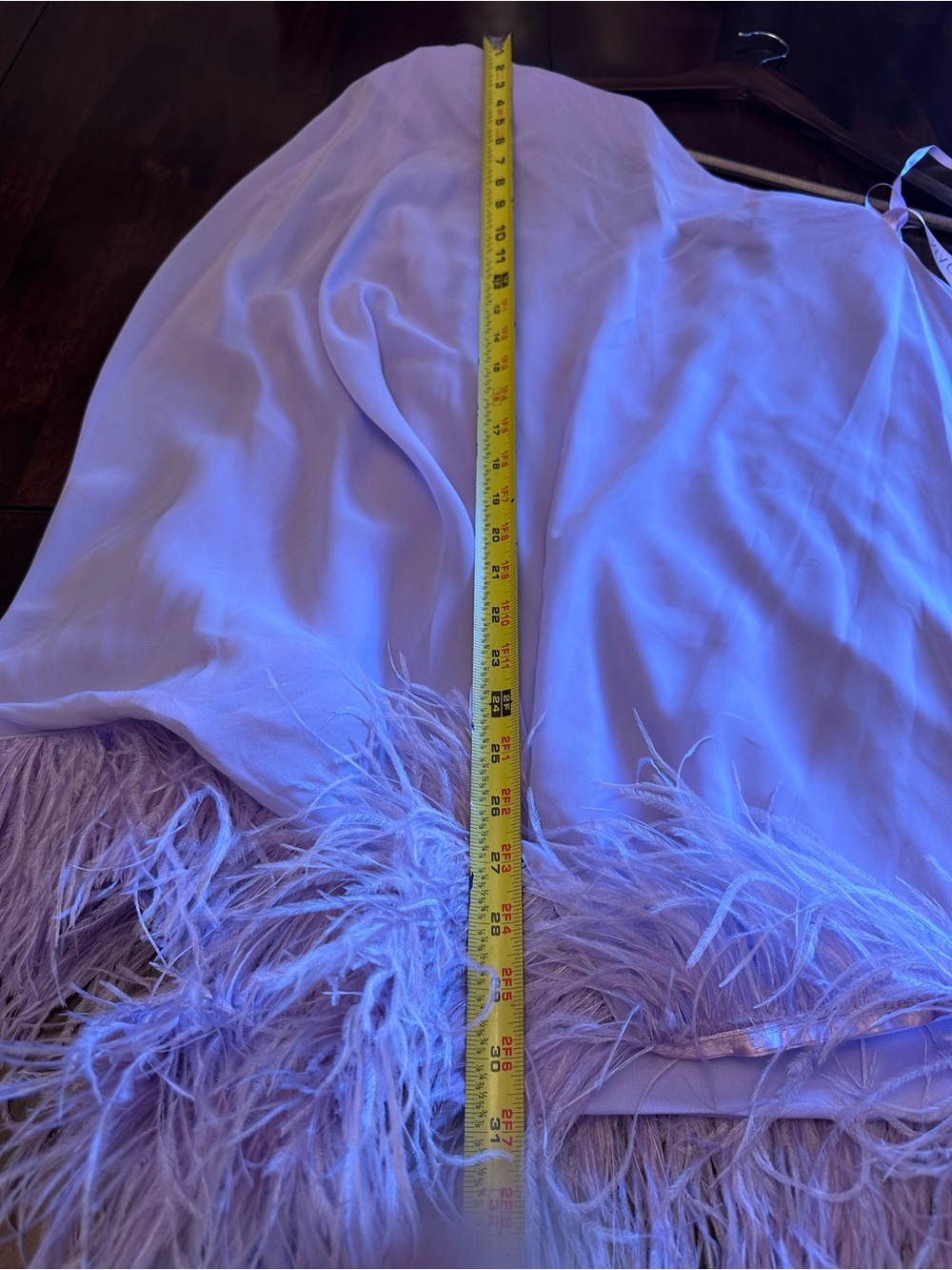 NWT 11623 Mac Duggal Size 6 One Shoulder Trapeze Dress with Feather Trim “Lilac” - Picture 7 of 9